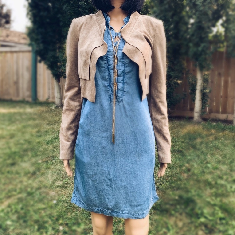 Michael Kors denim tunic with gold chain lacing
